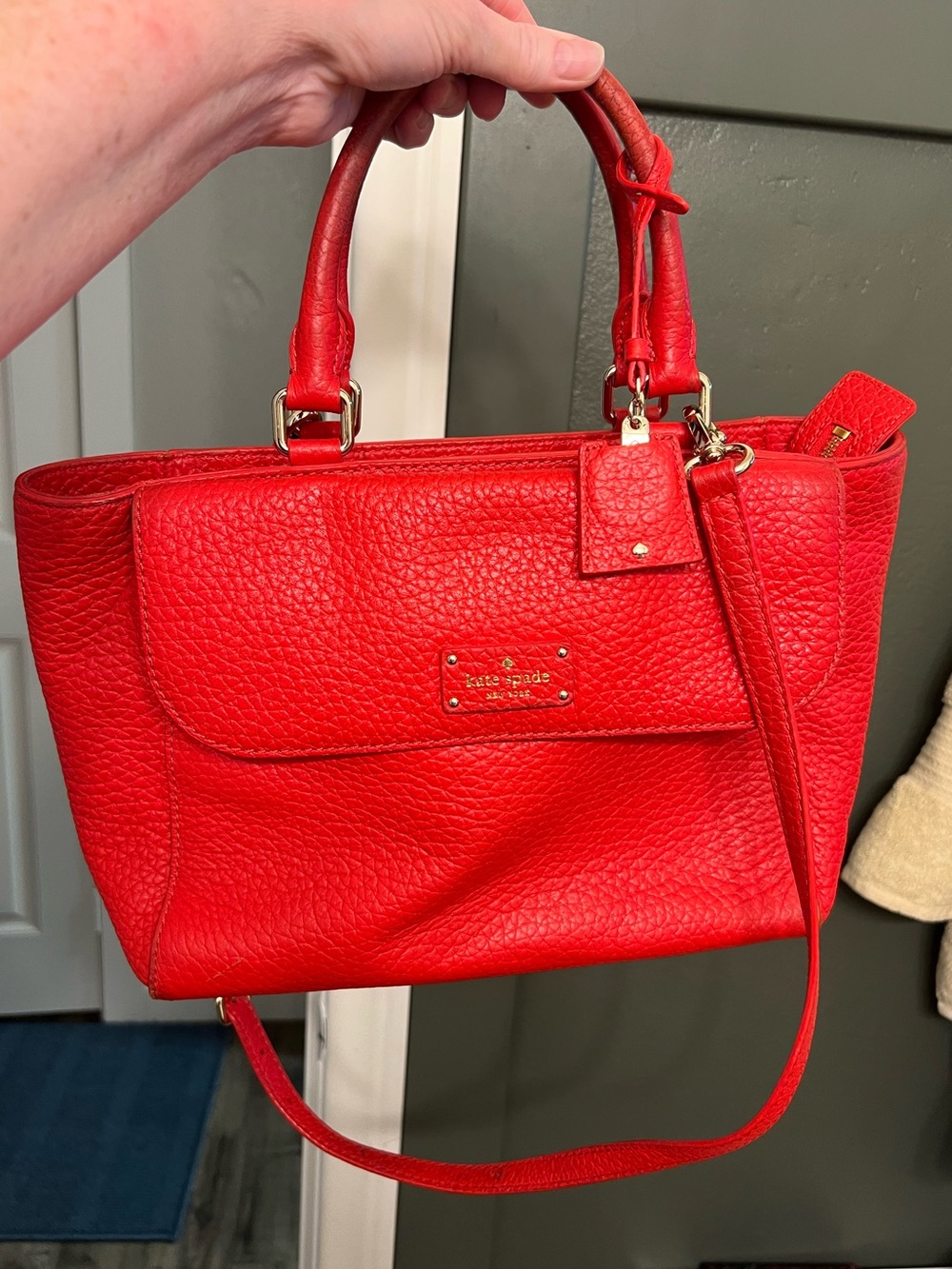 kate spade Red Pebbled Leather Shoulder Satchel